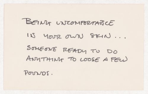 Being uncomfortable in your own skin... / Someone ready to do anything to loose a few pounds.