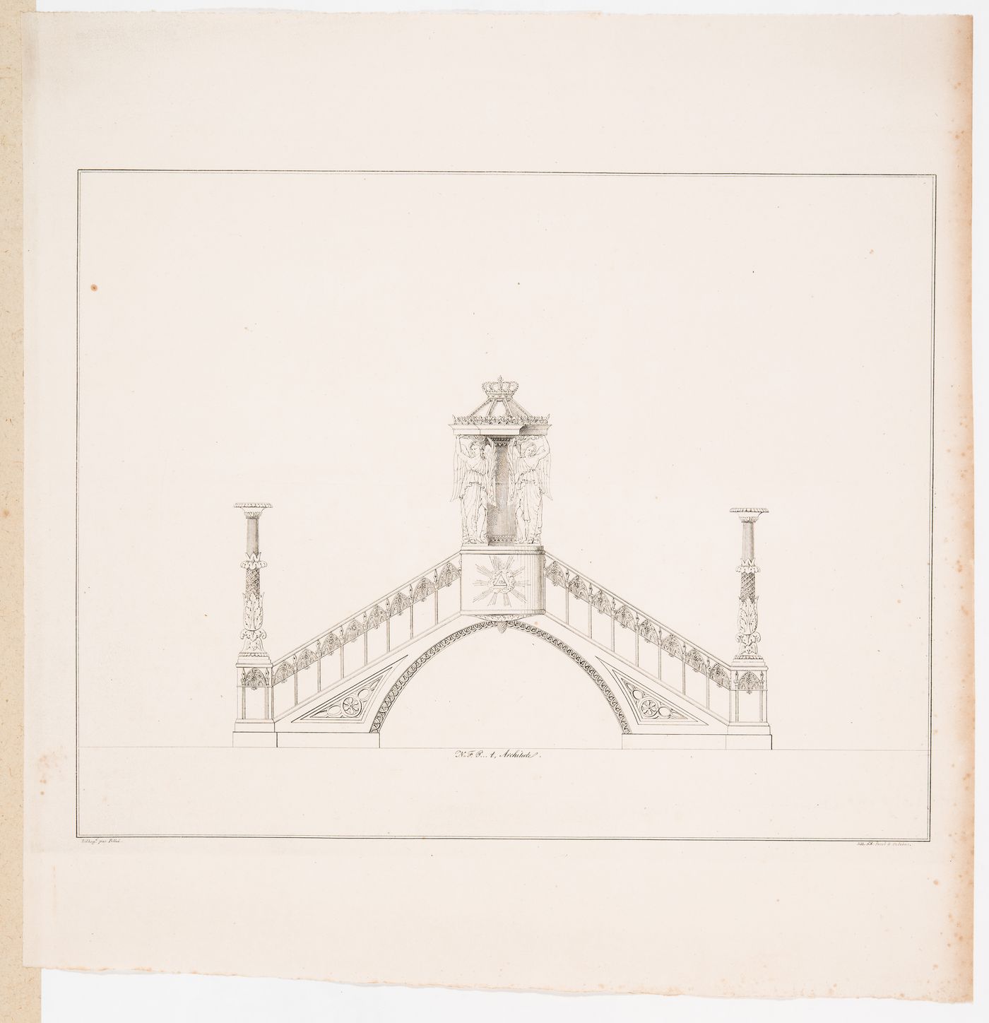 Elevation, possibly of a bridge or pulpit