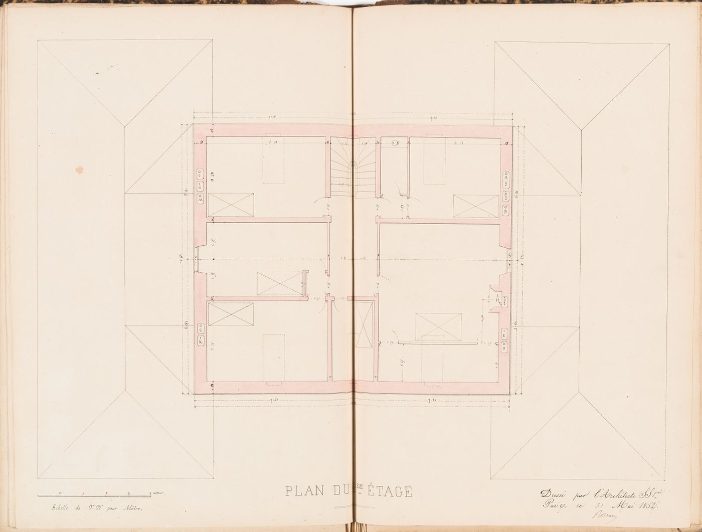Second floor plan for a country house for Madame de Lescure, Royan