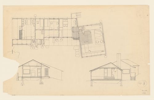 Plan, cross section and sectional elevation for Stennäs, Sorunda, Sweden