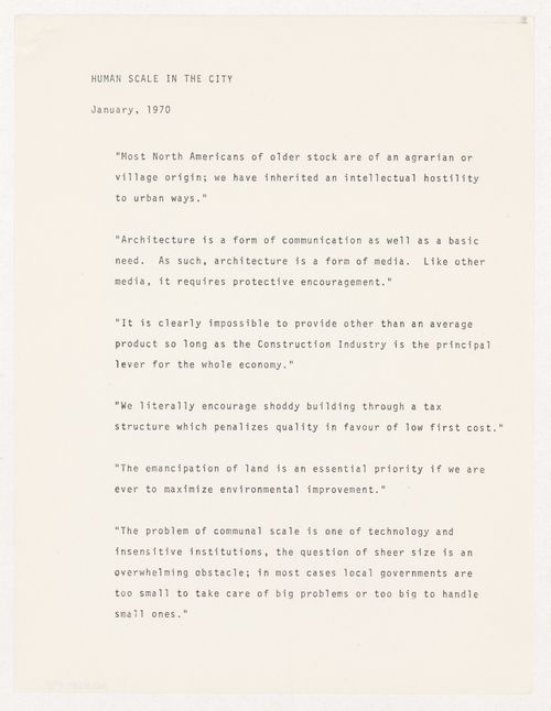 "Human Scale in the City" speech quotations by Parkin