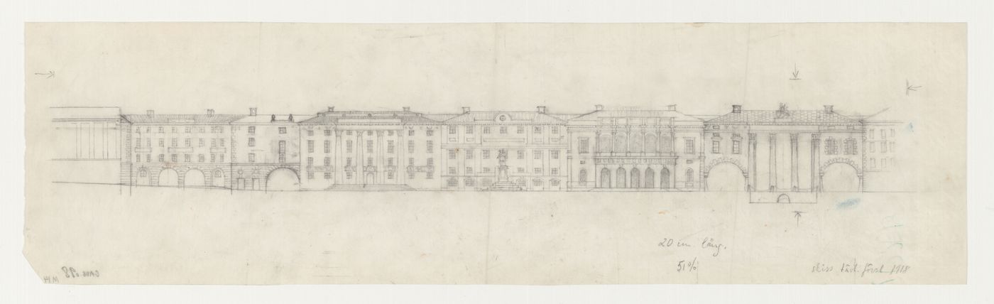 Elevation for the 1918 competition for the Börsekvarteret [Stock Exchange Block], Gustaf Adolfs torg [square], Göteborg, Sweden