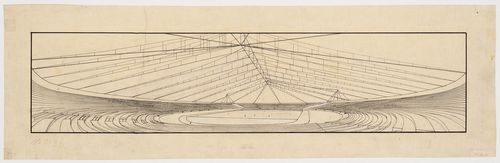 Project for a stadium: interior perspective