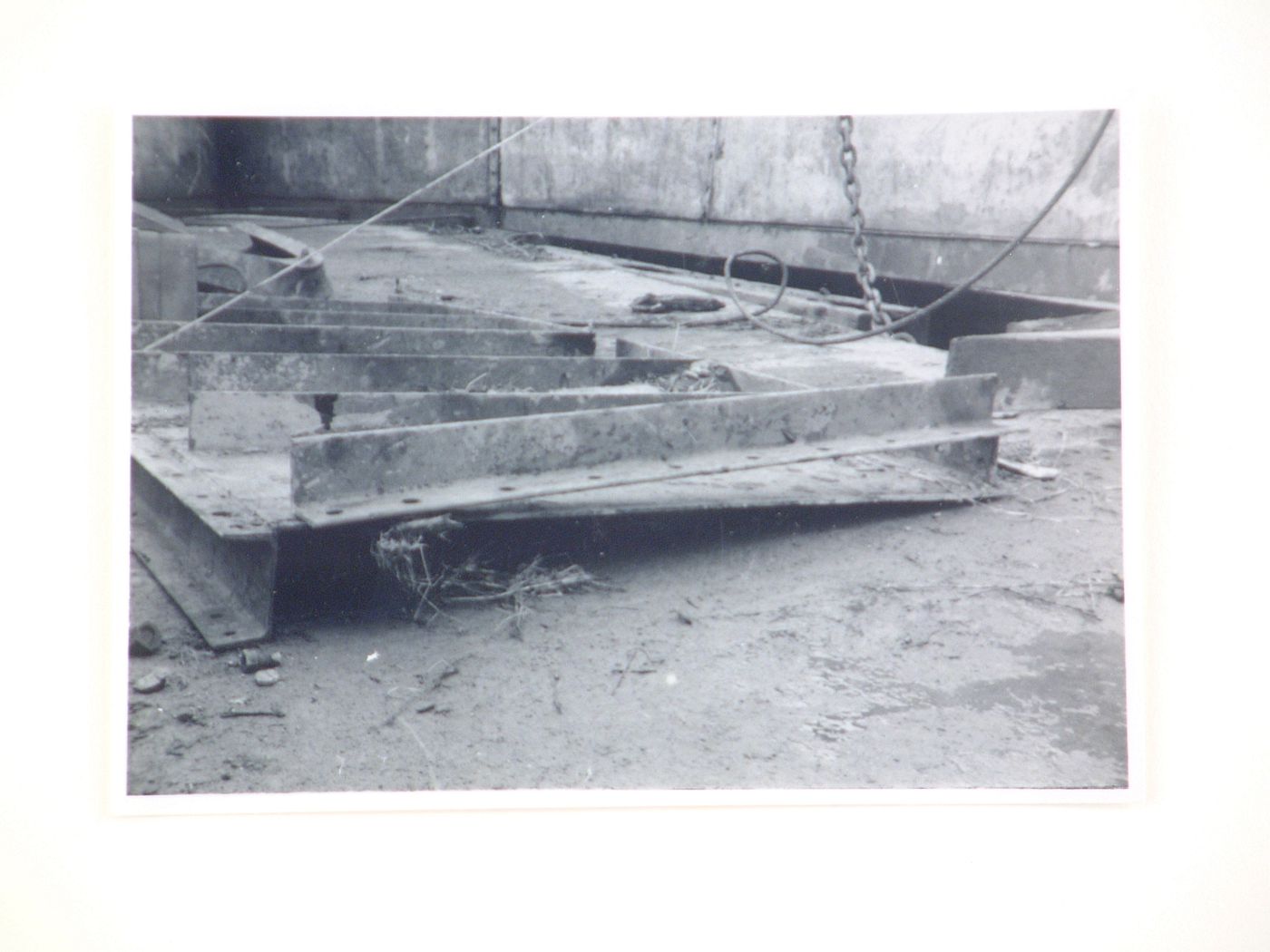 View of steel plates used in construction of Barnstaple Long Bridge, Devon, United Kingdom