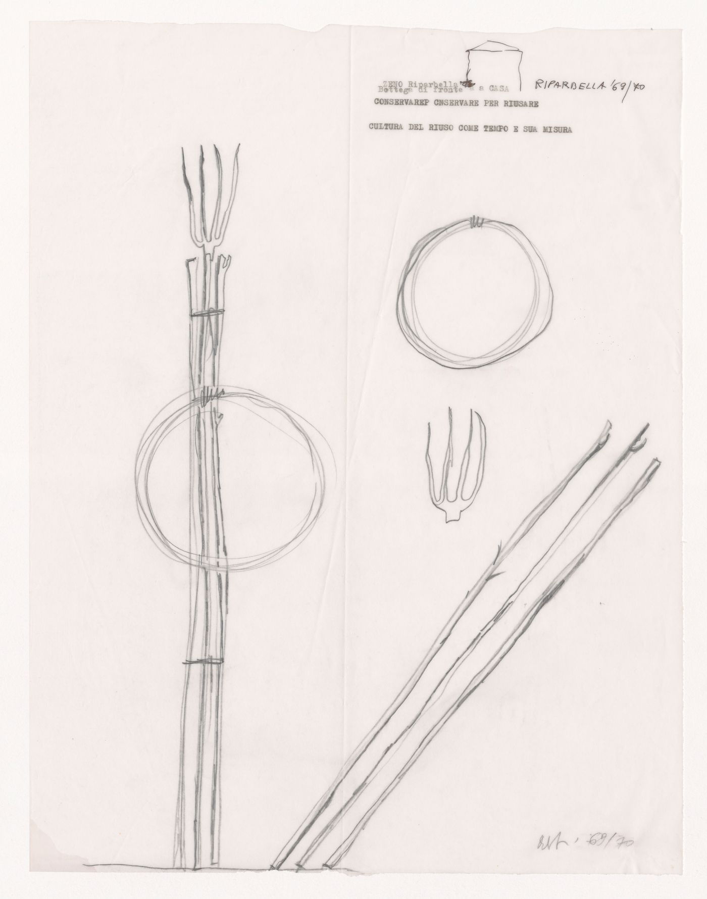 Sketch of Zeno's tools for Zeno, une cultura autosufficiente [Zeno, a self-sufficient culture]