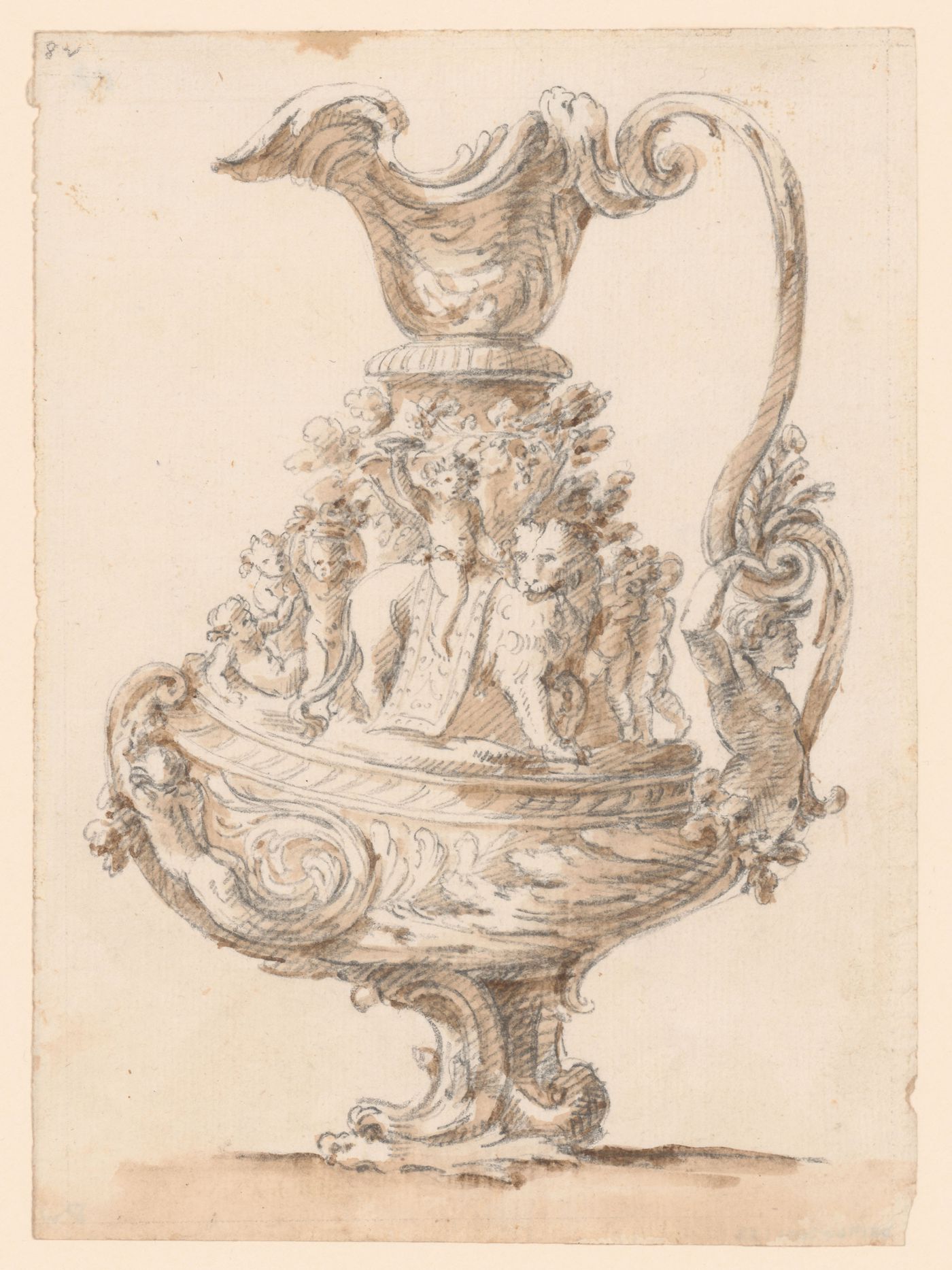 Drawing for an ornamental vase with Bacchus on a panther