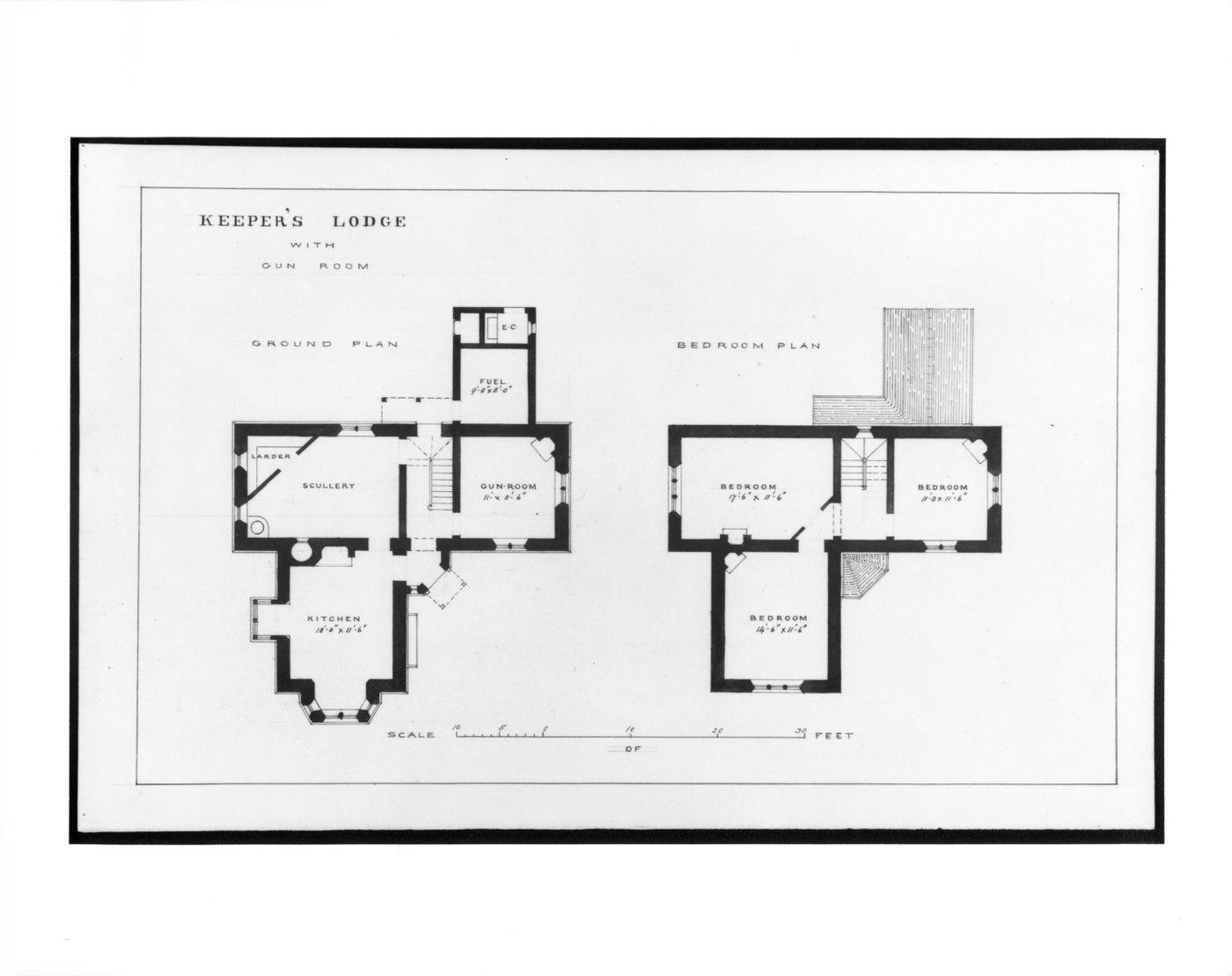 Ground and first floor plans for the Keeper's Lodge, Estate of Charleville Castle, Tullamore, County Offaly, Ireland