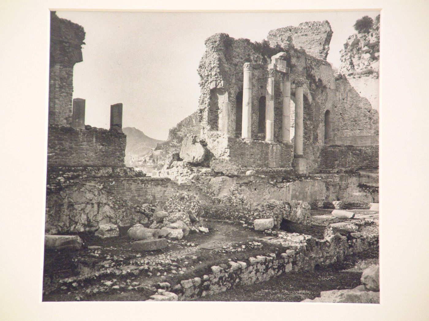 Detail, ruins of greek theater [?], Taormina, Italy
