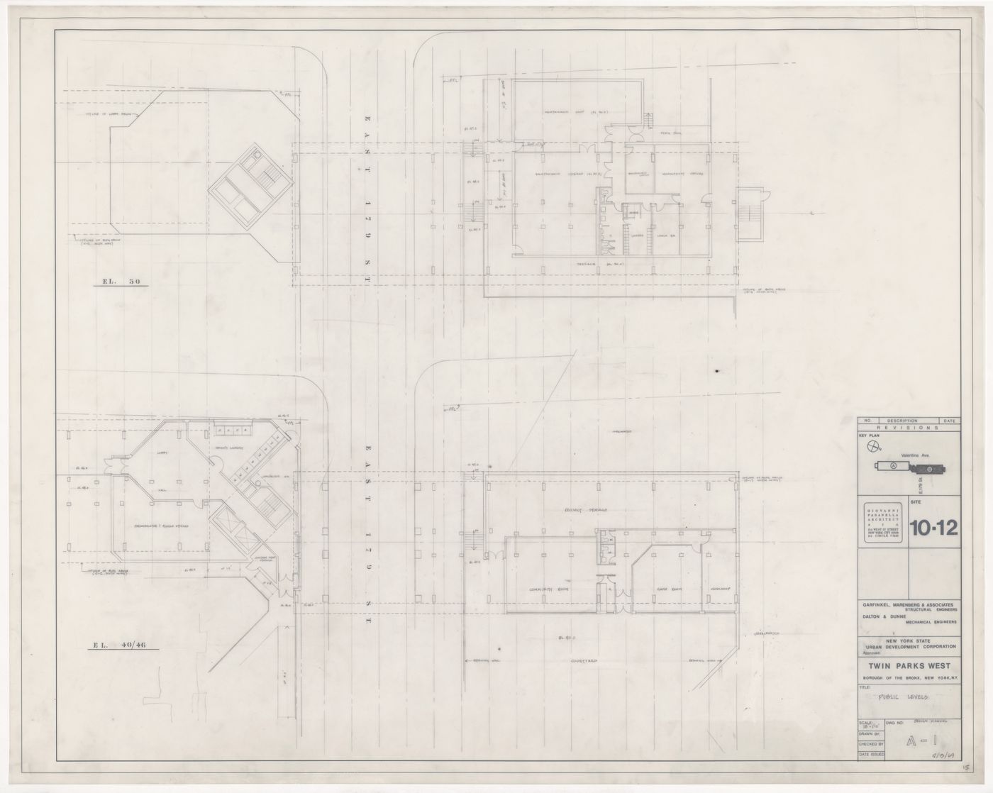Plans of public levels for Twin Parks West, Site 10-12, Bronx, New York