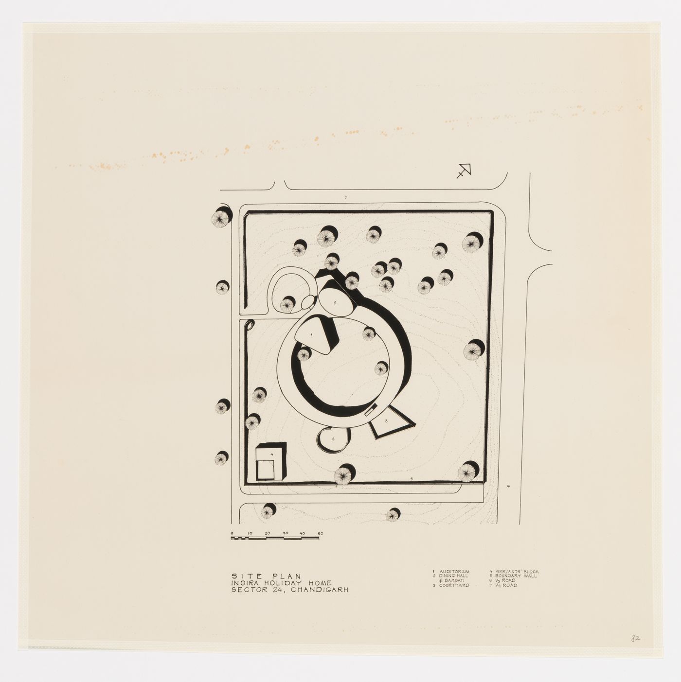 Site plan for the Indira Holiday Home, sector 24, Chandigarh, India