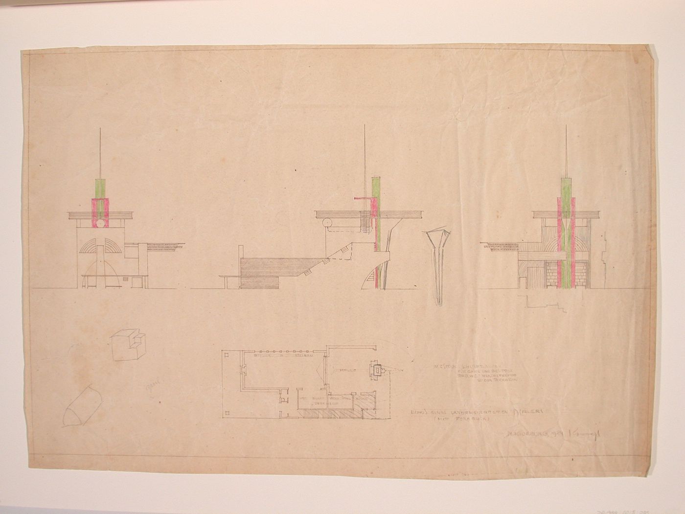 Drawing for "Haus eines Unverheirateten Malers" in Magdeburg, Germany