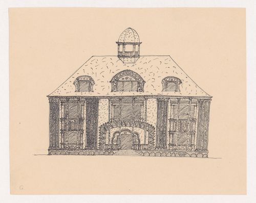 Front elevation of a visionary project for a small town hall