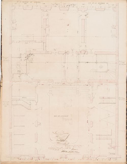 Contract drawing for a house for Madame la comtesse de Lubersac, 95 rue de la Pépinière, Paris: Ground floor plan