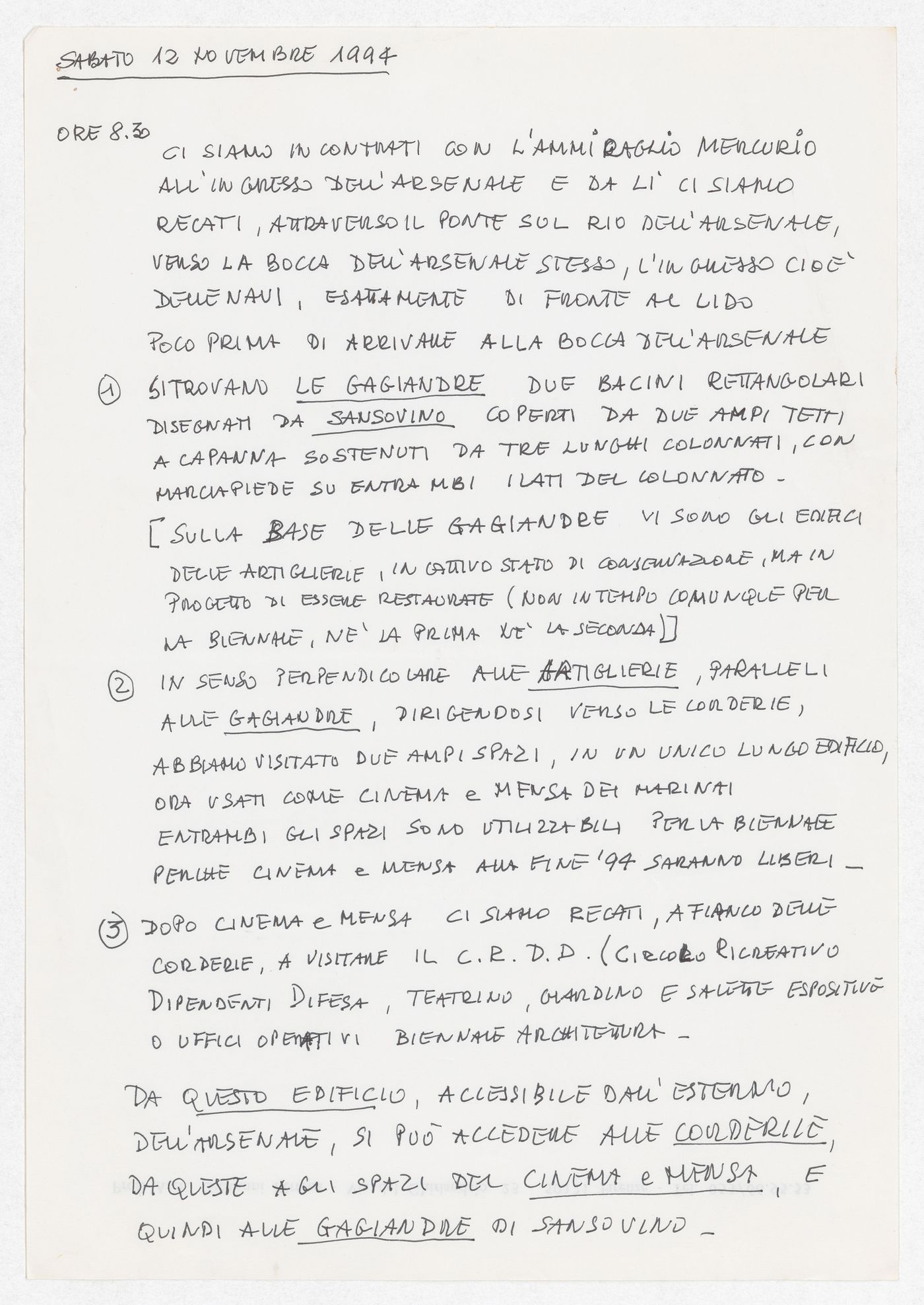 Correspondence to Hans Hollein related to the exhitbition Radicals. Architettura e Design 1960-1975
