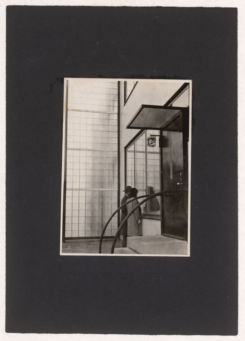 View of the principal façade of concrete row house no. 12b, Experimental Housing Development, Berlin