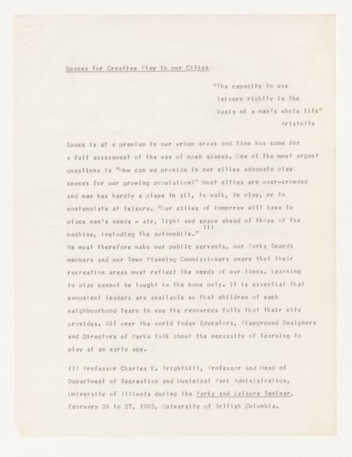 Draft proposal with corrections for Children's Creative Centre Playground, Canadian Federal Pavilion, Expo '67, Montréal, Québec