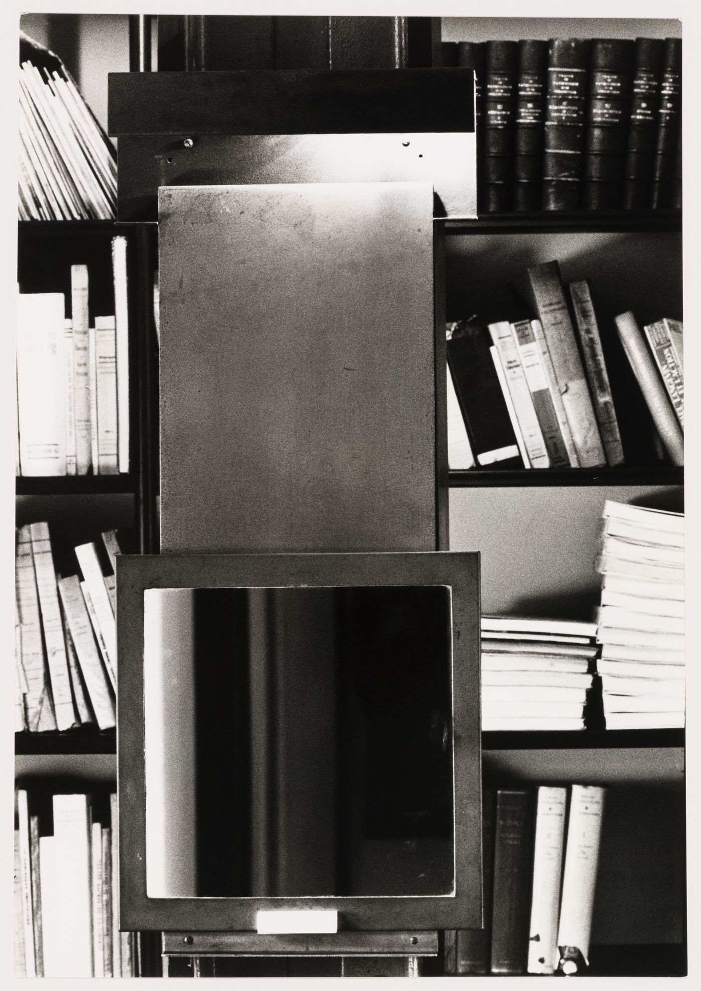 View of adjustable mirror in patients' waiting area, Maison de Verre, Paris, France