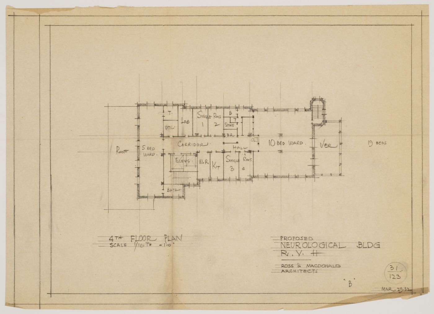 Montréal Neurological Institute, Montréal, Québec: fourth floor plan