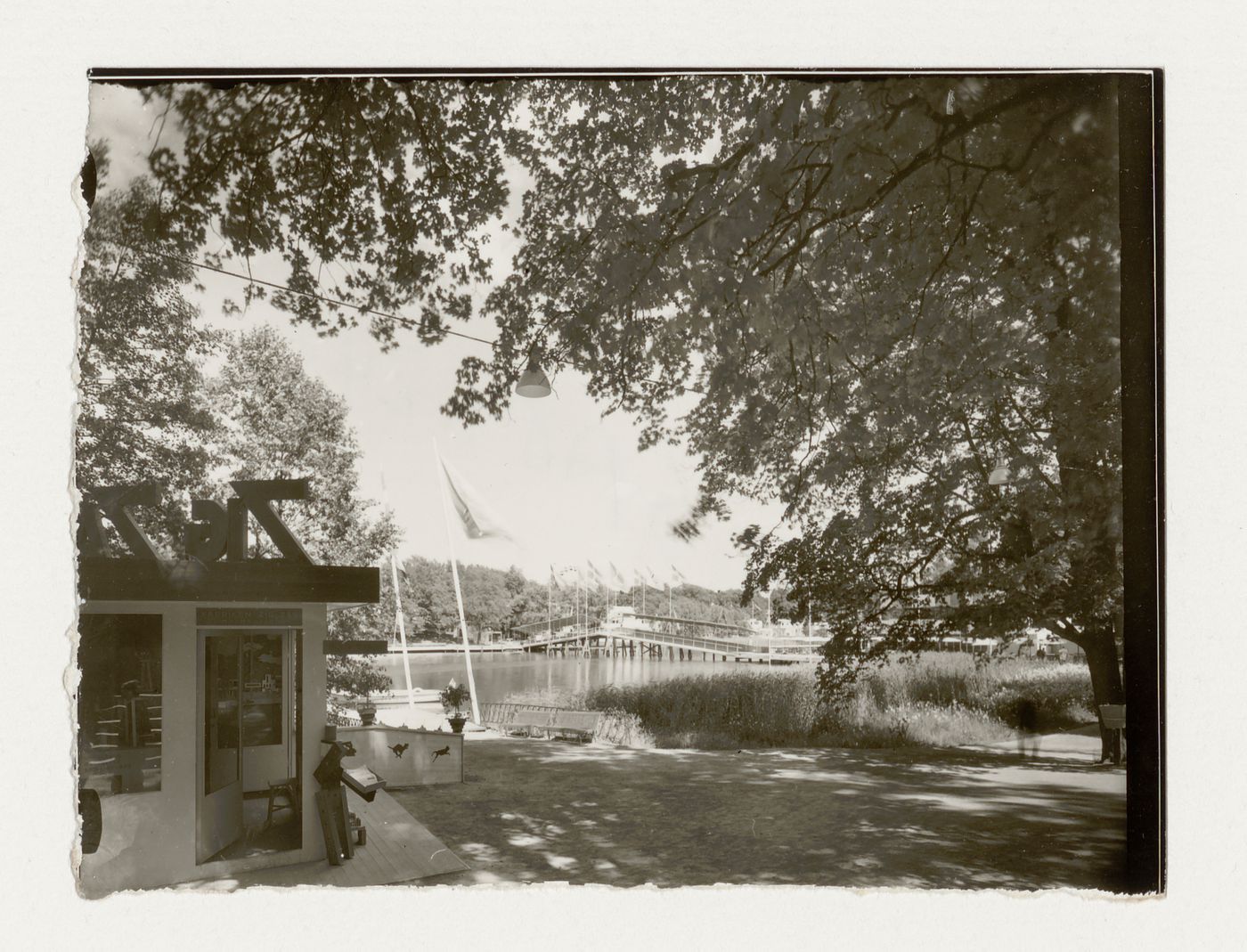 View of the Stockholm Exhibition of 1930 showing a kiosk and a bridge in the background, Stockholm