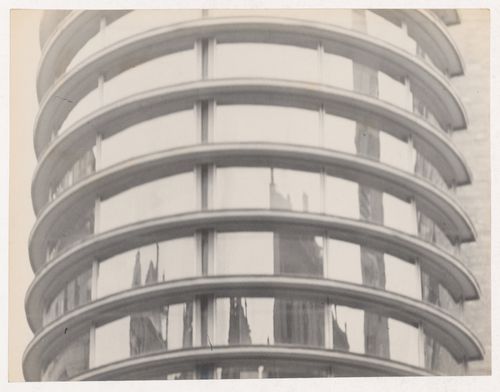 Exterior view of the glass tower of Schocken Department Store, Stuttgart, Germany