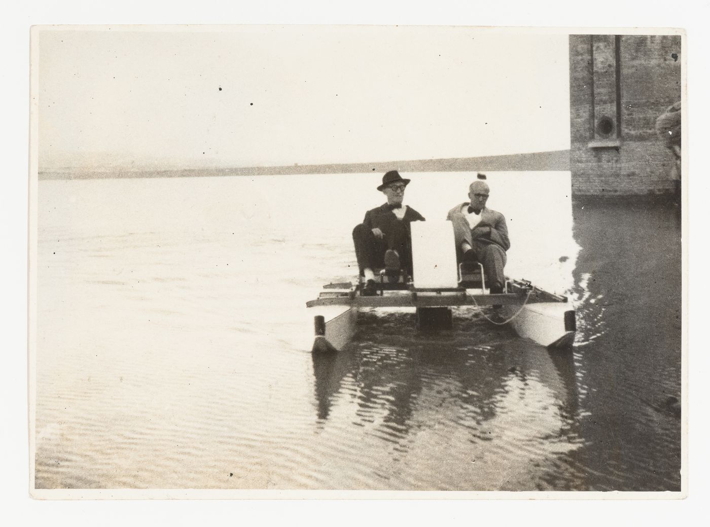 Le Corbusier and Pierre Jeanneret at Sukhna Lake, Chandigarh, India