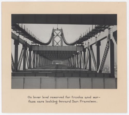 View of Oakland Bay Bridge under construction, San Francisco, California, United States
