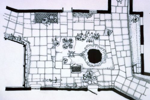 Plan showing a public square and activities used for the Human Settlement Training Package "Package 1: Planning guidelines"