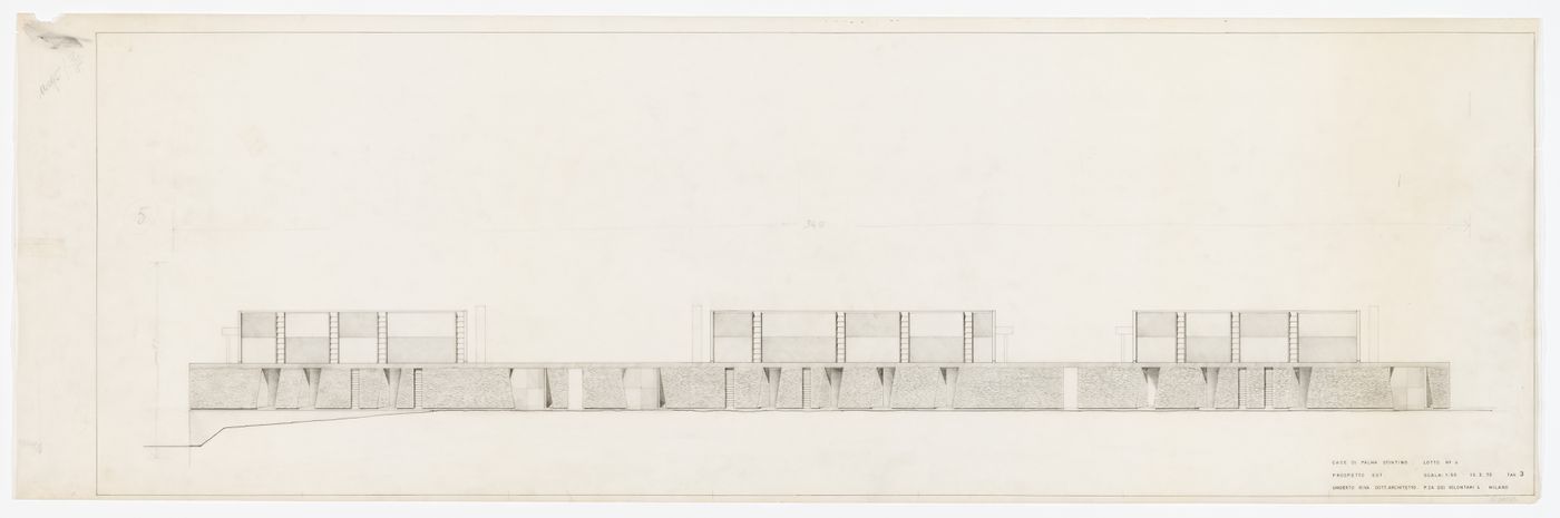 Elevation of east façade for Case di Palma, Stintino, Italy