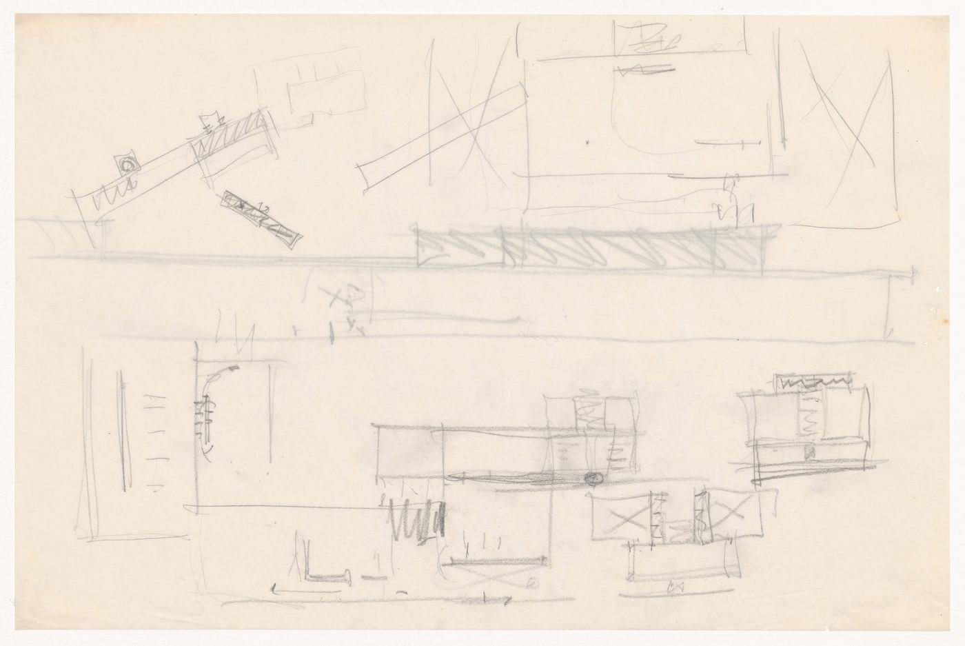 Sketch plans for campus buildings for Illinois Institute of Technology; verso: Sketch elevation for a campus building for Illinois Institute of Technology