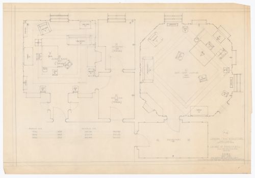 Plan de l'agencement du mobilier de la salle des juges, du bureau de l'assistant du juge en chef et de l'antichambre pour Cour suprême du Canada, Ottawa, Ontario