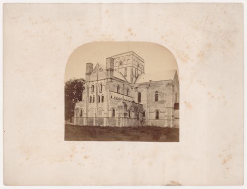 Partial view of St. Cross Church showing the apse, transepts and tower, Winchester, Hampshire, England