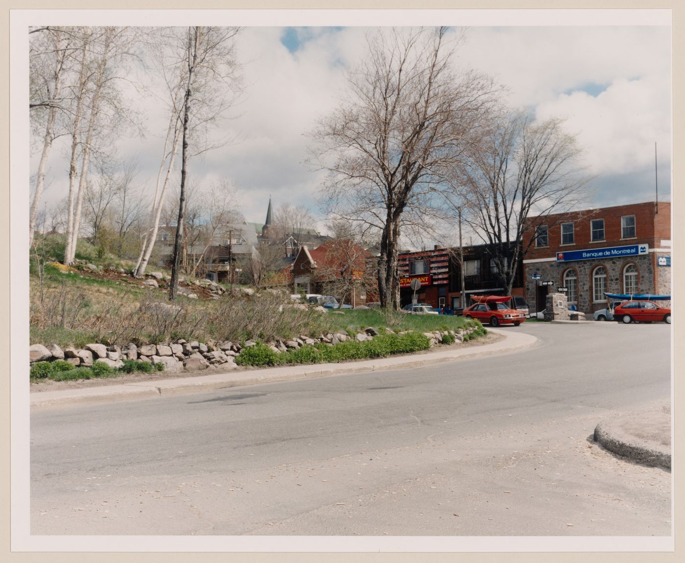 Section 1 of 2 of Panorama looking northeast from the corner of avenue Murer and chemin Byrne, downtown Témiscaming, Quebec