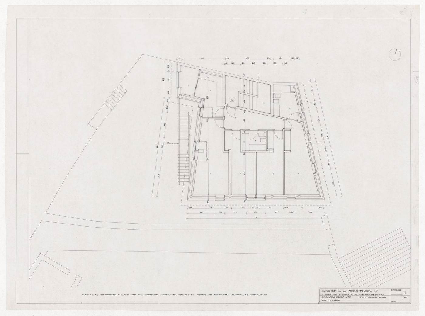 Second floor plan for Edifício Figueiredo, Viseu, Portugal
