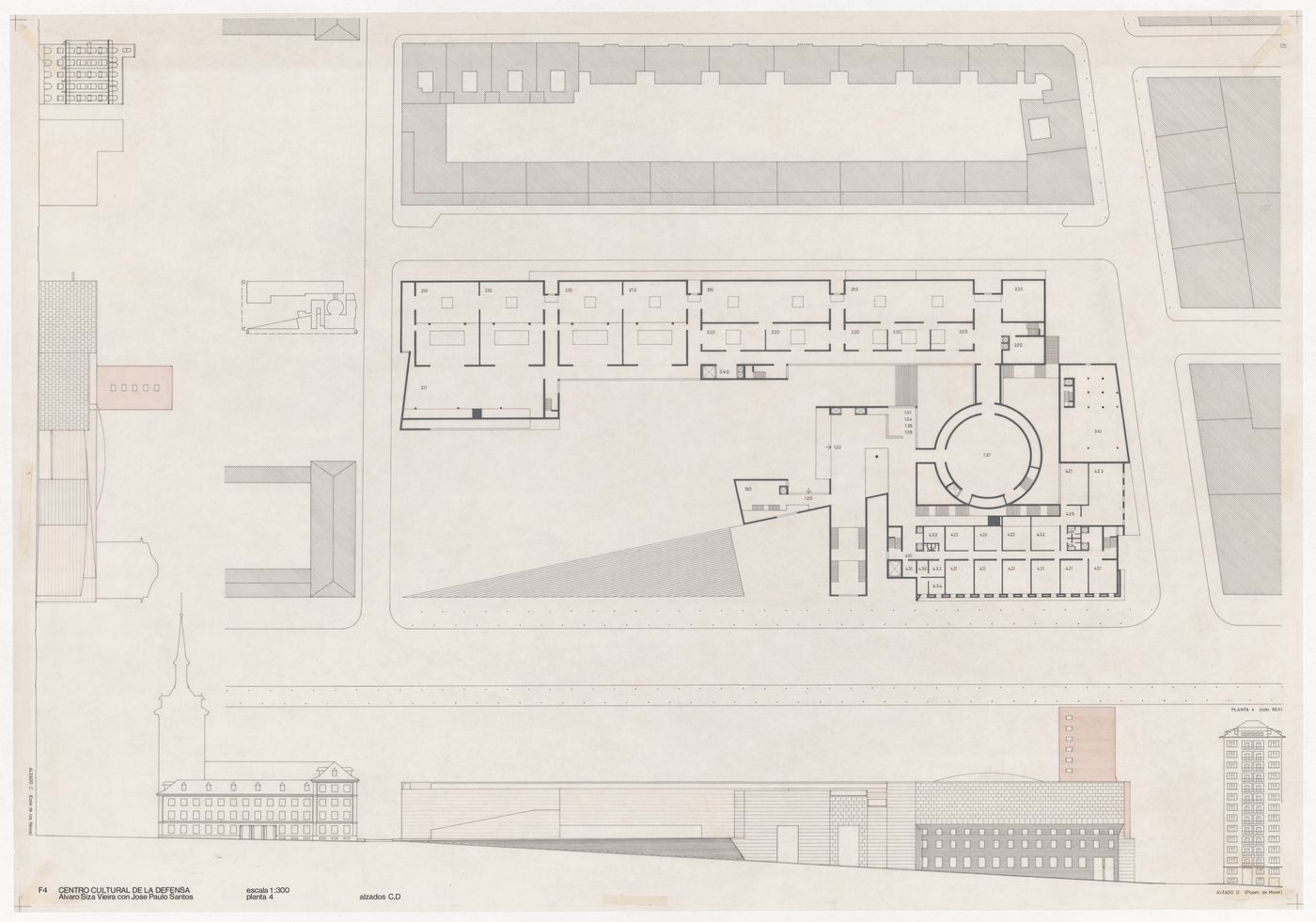 Plans and elevations for Centro Cultural de la Defensa - 1º Fase - 2º Fase, Madrid, Spain
