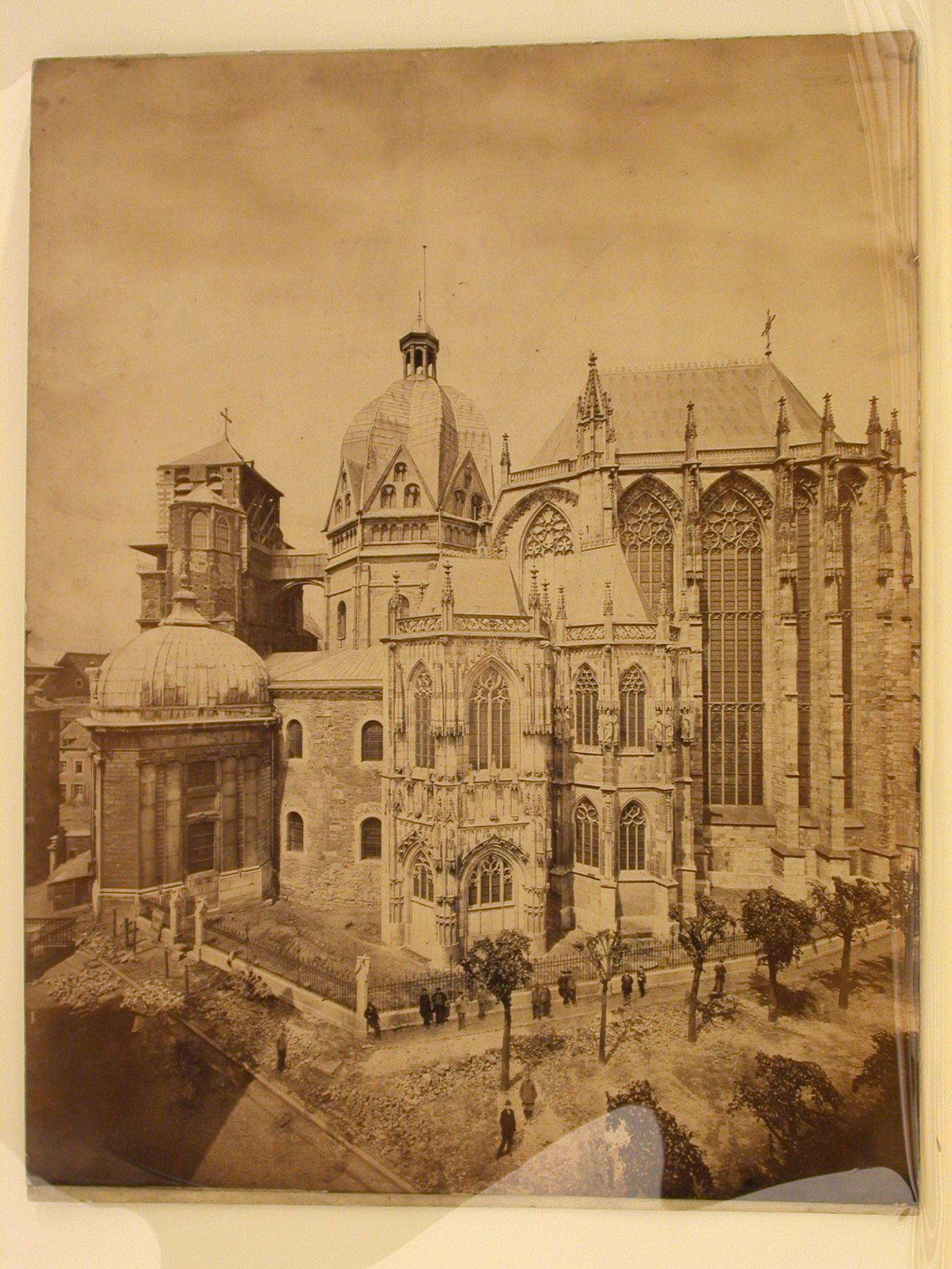 Rear view of the Aachener Dom, also known as the Aachen Cathedral, with the Chapel of Hungary on the left side, Aachen, Germany