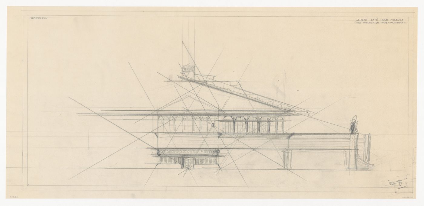 Partial elevation for Café Viaduct for the reconstruction of the Hofplein (city centre), Rotterdam, Netherlands