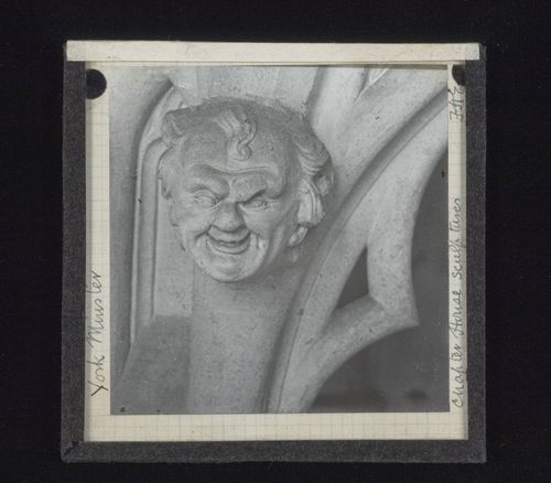 View of grotesque sculpture in Chapter House of York Minster, York, North Yorkshire, England