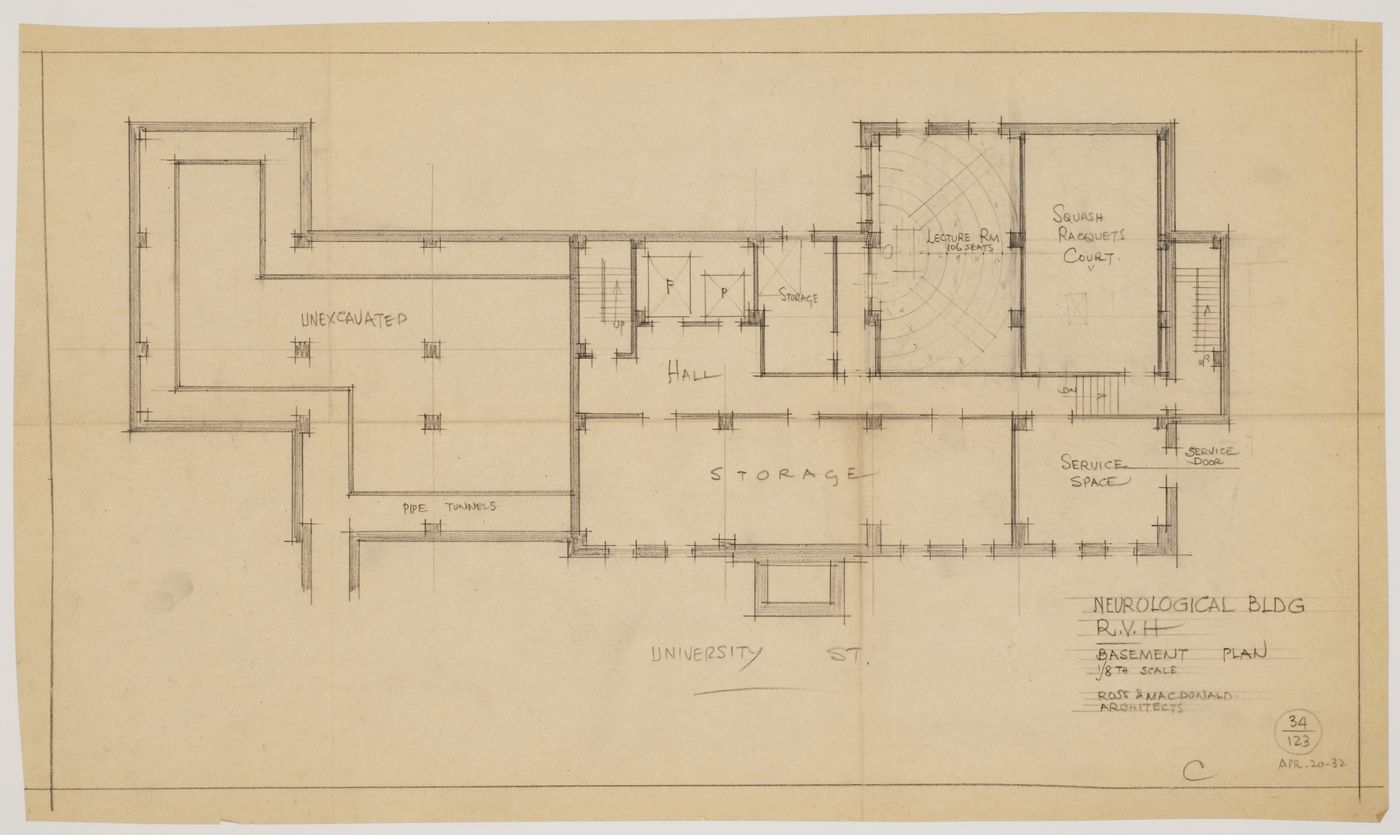 Montréal Neurological Institute, Montréal, Québec: basement plan