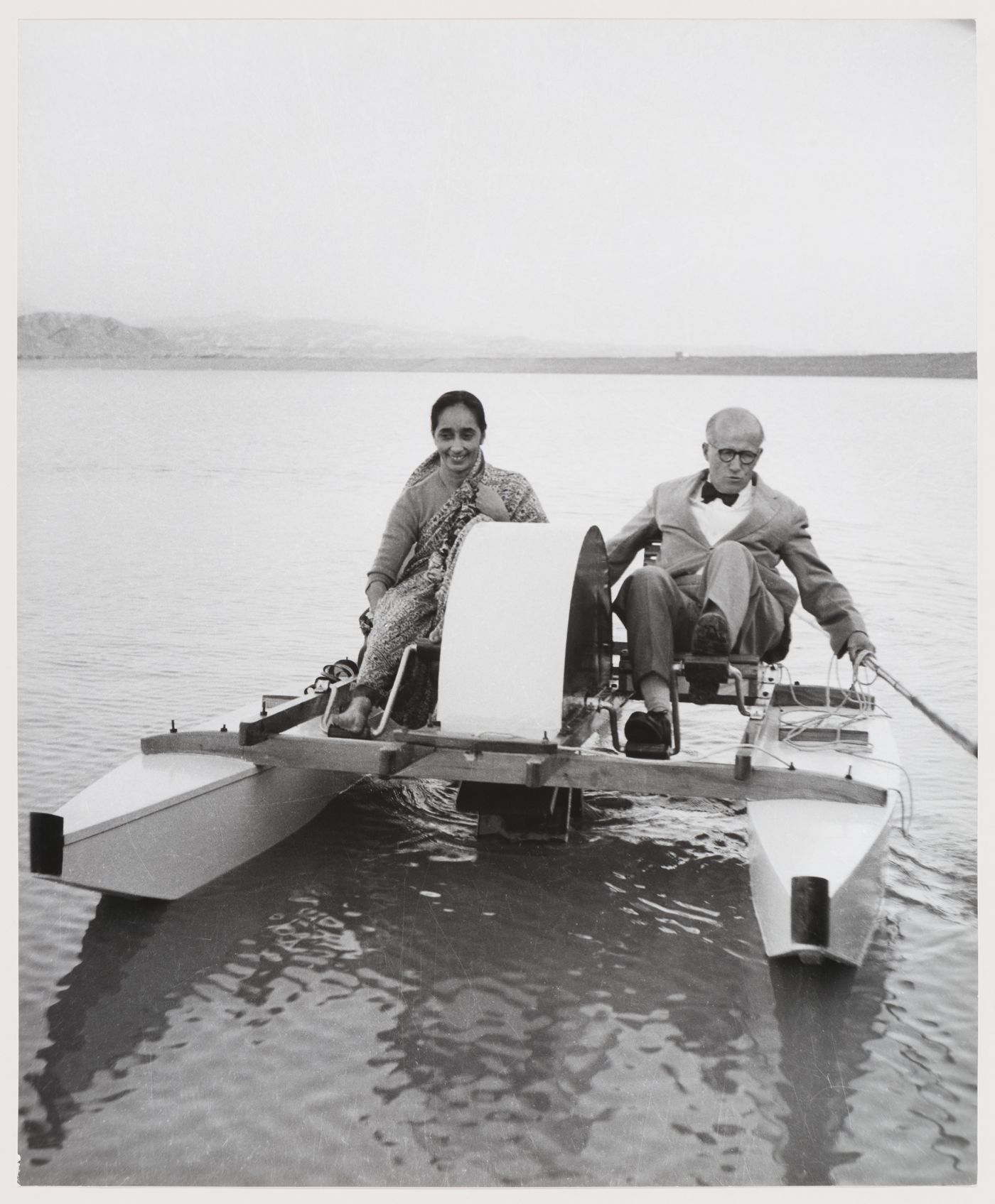 Mrs. P. L. Varma and Pierre Jeanneret at Sukhna Lake in Chandigarh