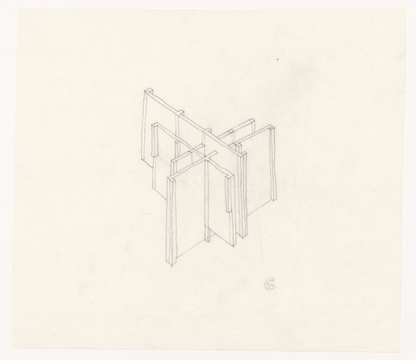 Axonometric sketch for House VI, Cornwall, Connecticut
