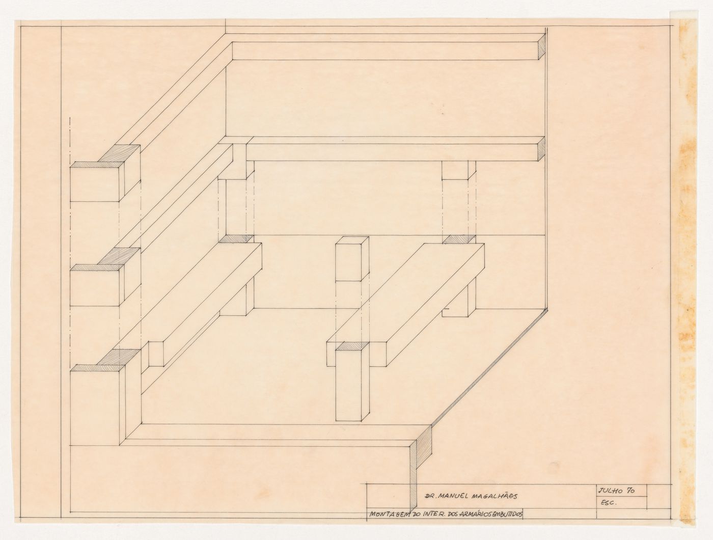 Installation diagram for built-in cabinets for Casa Manuel Magalhães, Porto