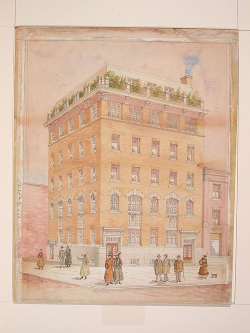 Perspective for Bouillon office building at St. Catherine and St. Dominique Streets, Montréal