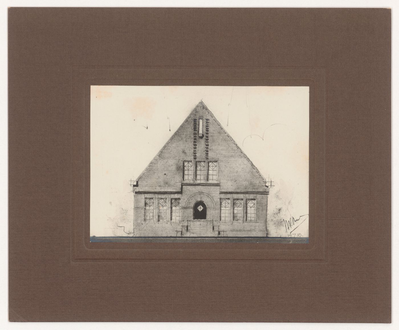 Photograph of an elevation for a house for W. de Geus, Broek in Waterland, Netherlands