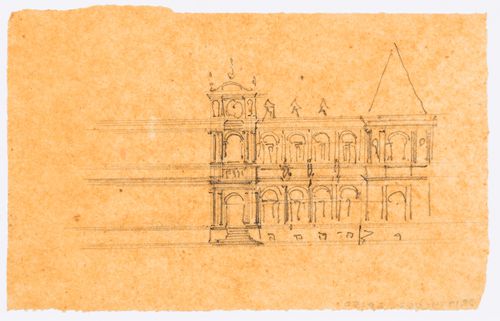 Project for a Hôtel de ville, Poitiers: Partial sketch plan for the principal façade