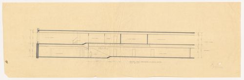 Section through auditorium and lunch room with sketch for United States Embassy, Oslo, Norway