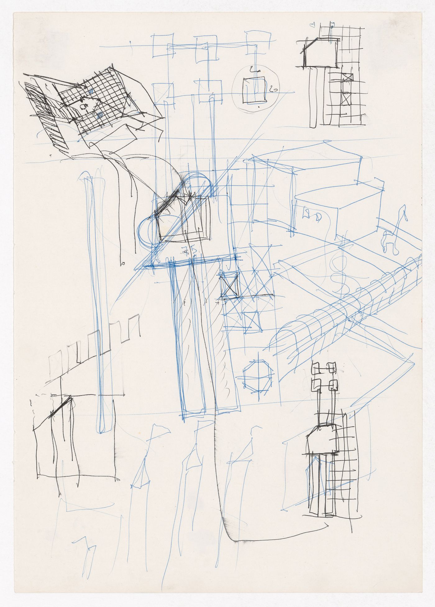 Sketch plans and sketch axonometrics for Centro Direzionale, Florence