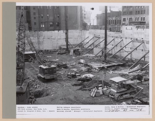 Seagram building under construction, 375 Park avenue, New York, N.Y., south-east view