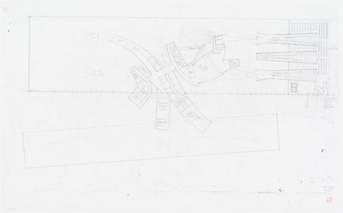 Sketch of level 1B corporation system on the library side, scale 1:500, Kansai-Kan of the National Diet Library, Seika, Japan