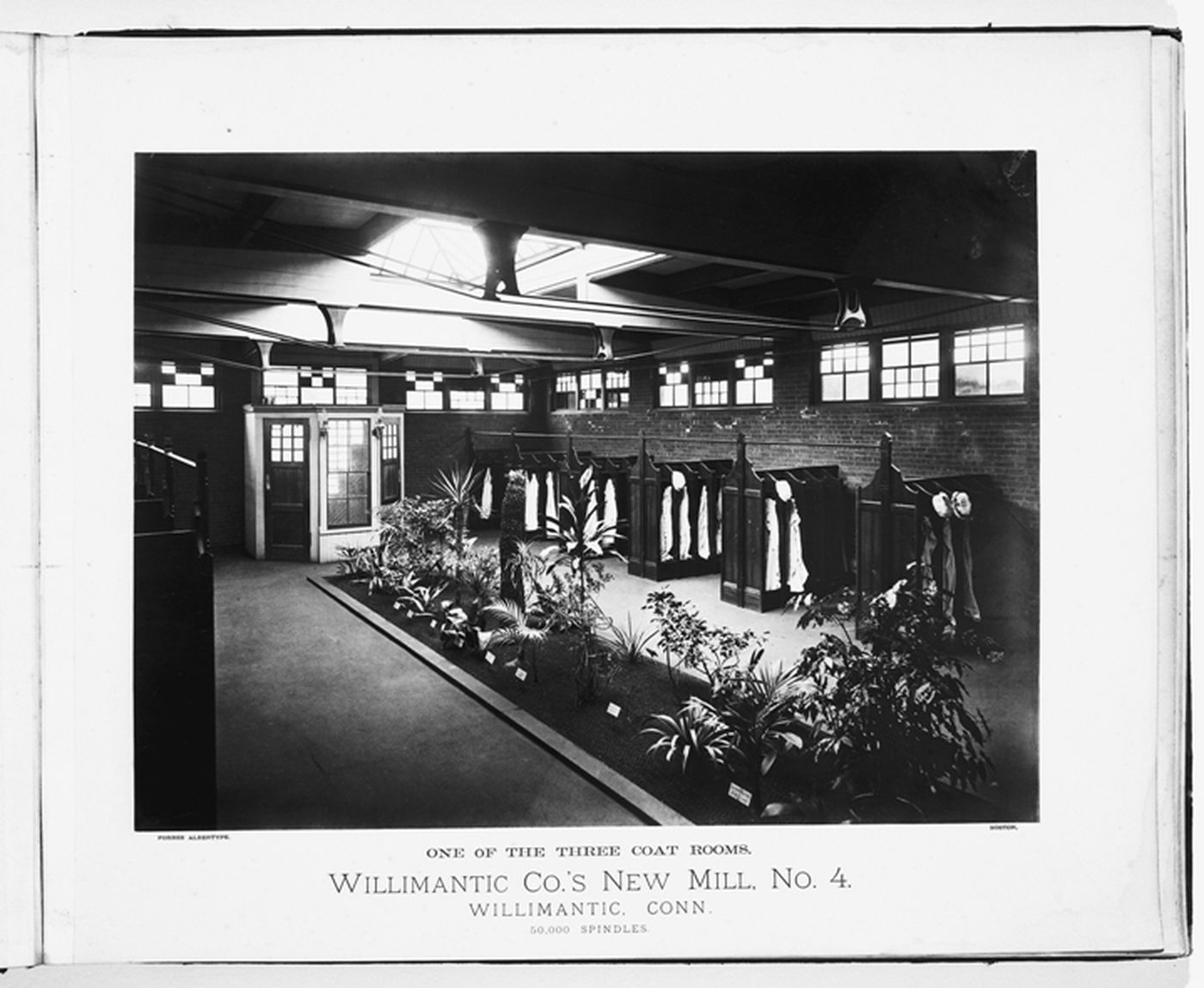 Interior view of a coat room in the Willimantic Company’s new mill, no. 4, town of Willimantic, now Windham, Connecticut, United States