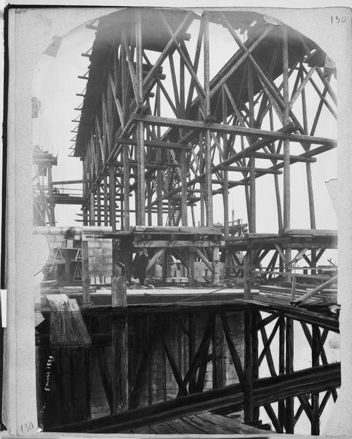 Scaffolding for erection of main facade, Basilica of Sacré-Coeur de Montmartre, Paris, France
